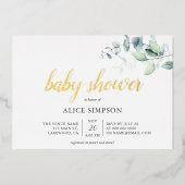 Invitation En Aluminium Baby shower Feuille de Boho Eucalyptus (Recto)