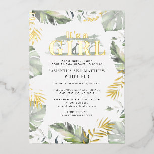 Invitation En Aluminium Baby Shower Fille Girafe Safari Jungle Or