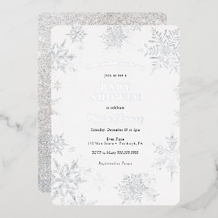 Invitation En Aluminium Baby Shower Flocon de Neige