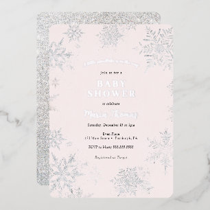 Invitation En Aluminium Baby Shower Flocon de Neige