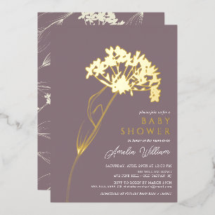 Invitation En Aluminium Baby shower floral de Mauve