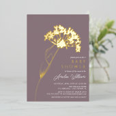 Invitation En Aluminium Baby shower floral de Mauve (Debout devant)