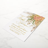 Invitation En Aluminium Baby shower floral en laiton métallique Boho Pampa (Rotation)