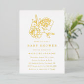 Invitation En Aluminium Baby shower Floral Or Moderne (Debout devant)
