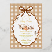 Invitation En Aluminium Baby shower forestier En vichy automne (Recto)