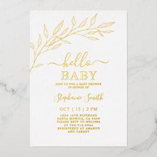 Invitation En Aluminium Baby shower Gold