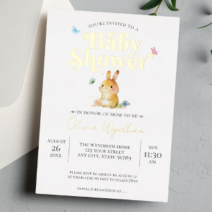 Invitation En Aluminium Baby Shower Lapin Mignon Neutre