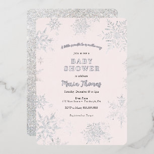 Invitation En Aluminium Baby shower Little Snowflake