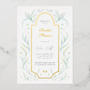Invitation En Aluminium Baby Shower Mariage Feuilles Vertes