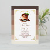 Invitation En Aluminium Baby shower Mocha Mousse Chaud (Debout devant)