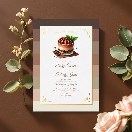 Invitation En Aluminium Baby shower Mocha Mousse Chaud