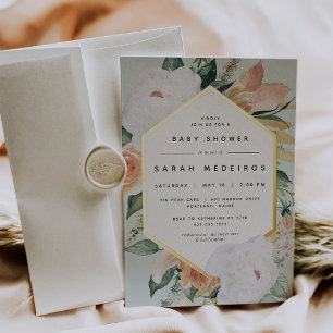 Invitation En Aluminium Baby-Shower Moderne Fleurs Boho