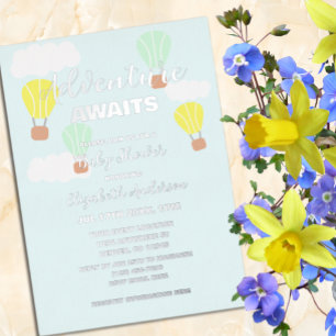 Invitation En Aluminium Baby shower neutre pour le sexe du ballon à air ch
