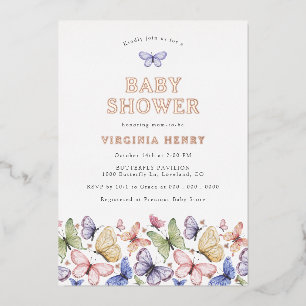 Invitation En Aluminium Baby Shower Papillon