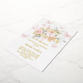 Invitation En Aluminium Baby shower papillon rose fille véritable huile (Rotation)
