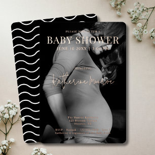 Invitation En Aluminium Baby shower photo moderne noir et blanc