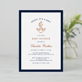 Invitation En Aluminium Baby shower pour Ancres nautiques (Debout devant)