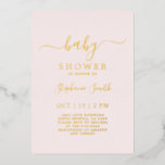 Invitation En Aluminium Baby shower rose vif simple réel<br><div class="desc">Blush Pink Real Gold Foil Baby shower invitation fille</div>