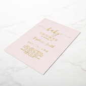 Invitation En Aluminium Baby shower rose vif simple réel (Rotation)