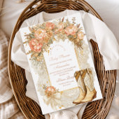 Invitation En Aluminium Baby shower Rustic Country Peony Boots