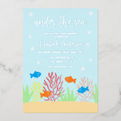 Invitation En Aluminium Baby shower Sea Life (Recto)