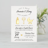 Invitation En Aluminium Baby shower Shake Rattle et Roll (Debout devant)