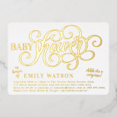 Invitation En Aluminium Baby shower Surprise moderne en or (Recto)