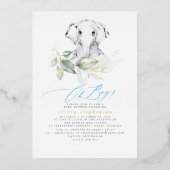 Invitation En Aluminium Baby shower vert d'aquarelle éléphant pour garçon (Recto)