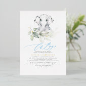 Invitation En Aluminium Baby shower vert d'aquarelle éléphant pour garçon (Debout devant)