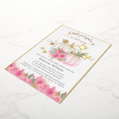 Invitation En Aluminium baby shower virtuel citrouille or blush (Rotation)