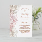 Invitation En Aluminium Baby's Breath flowers First Communion (Debout devant)