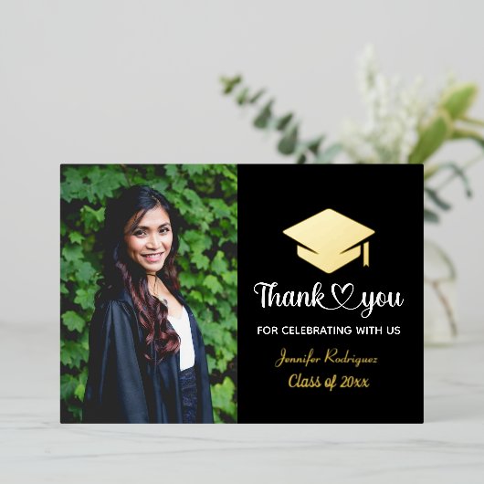 Invitation En Aluminium Bac de Merci Grad Photo personnalisée (Debout devant)