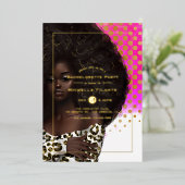 Invitation En Aluminium Bachelorette Afro Gold Foil (Debout devant)