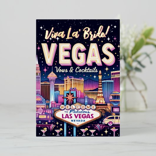 Invitation En Aluminium Bachelorette Bash Las Vegas (Debout devant)
