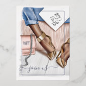 Invitation En Aluminium Bachelorette chic en argent et en or (Recto)