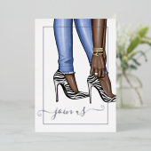 Invitation En Aluminium Bachelorette chic en argent et or Zebra (Debout devant)