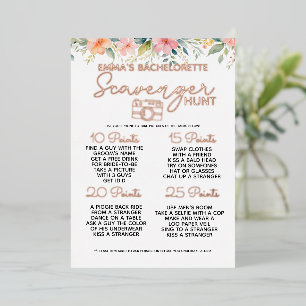 Invitation En Aluminium Bachelorette fleurie Chasse au trésor Jeu nuptiale