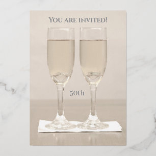 Invitation En Aluminium Bague Argent Or 50e Anniversaire de Mariage