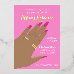 Invitation En Aluminium Bague de Fête de Fiançailles Rose Afro-Américaine