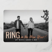 Invitation En Aluminium Bague du Nouvel An Enregistrer la Date (Recto)