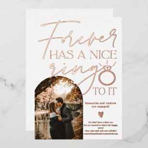 Invitation En Aluminium Bague pour toujours photo arche engagement blanc
