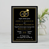 Invitation En Aluminium Bagues de mariage à monogramme chic réelles (Debout devant)