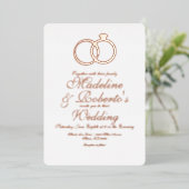Invitation En Aluminium Bagues en or rose Pretty Script (Debout devant)