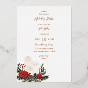 Invitation En Aluminium Baies de Noël & Bougie Fête de Noël de vacances