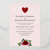 Invitation En Aluminium Bain de couples Roses rouges et roses (Recto)