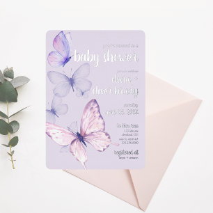Invitation En Aluminium Baiser de papillon & Vœux de bébé Baby Shower Vi