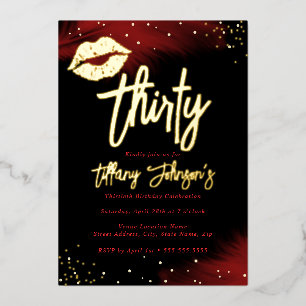 Invitation En Aluminium Baiser d'or rouge diamant 30e anniversaire