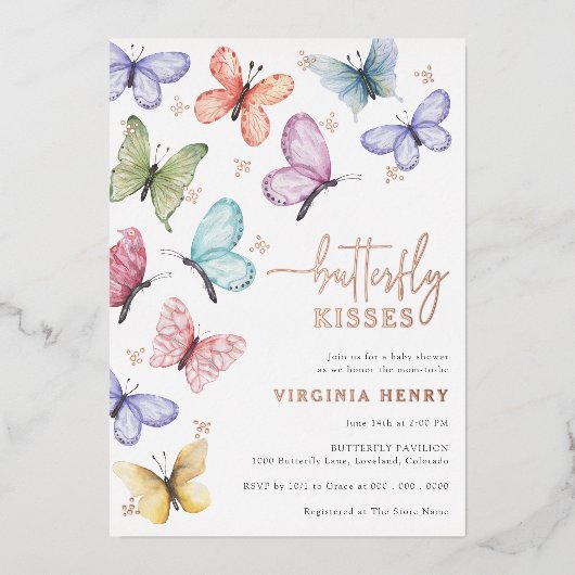 Invitation En Aluminium Baisers à papillon (Recto)