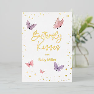 Invitation En Aluminium Baisers de Papillon Merci 