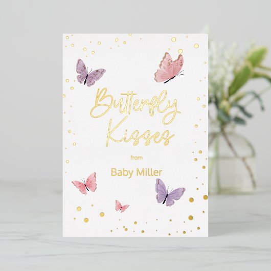 Invitation En Aluminium Baisers de papillon Merci  (Debout devant)